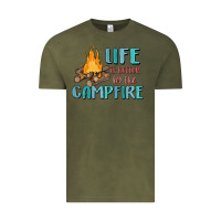 Vintage Olive life is better by the campfire Vintage Tee - MaliasSmallBusiness