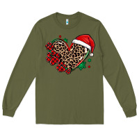 Army Green christmas paw heart Long Sleeve Tee - MaliasSmallBusiness