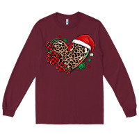 Burgundy christmas paw heart Long Sleeve Tee - MaliasSmallBusiness