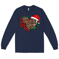 Navy christmas paw heart Long Sleeve Tee - MaliasSmallBusiness