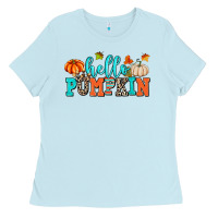Baby Blue hello pumpkin Ladies Tee - AdoDesignShop