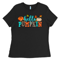 Black hello pumpkin Ladies Tee - AdoDesignShop