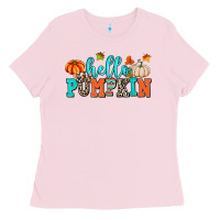 Bubblegum Pink hello pumpkin Ladies Tee - AdoDesignShop