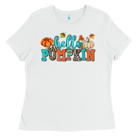 White hello pumpkin Ladies Tee - AdoDesignShop