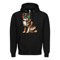 Black australian shepherd with rope toy Zipper Hoodie - texasbilliewilder