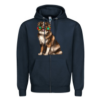 Navy australian shepherd with rope toy Zipper Hoodie - texasbilliewilder