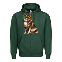 Sports Green australian shepherd with rope toy Zipper Hoodie - texasbilliewilder