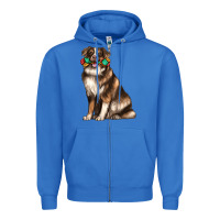 True Royal australian shepherd with rope toy Zipper Hoodie - texasbilliewilder