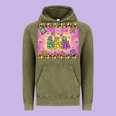 Mardi Gras Bead Dogs Vintage Hoodie Designed By Maliassmallbusiness