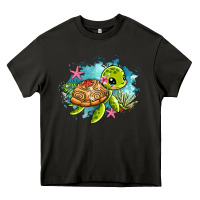 Asphalt ocean with turtle Heavy Core Tee - AdoDesignShop