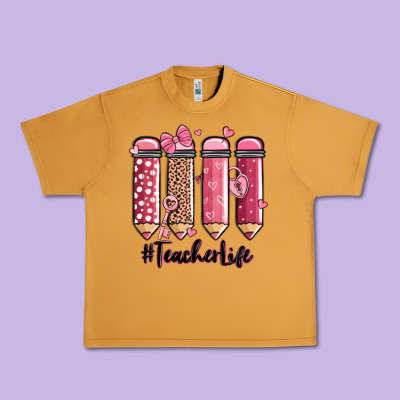 Valentine's Day Teacher Life Pencils Urban Heavy Tee Designed By Maliassmallbusiness