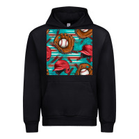 Black baseball helmet and glove with serape seamless pattern Urban Hoodie - BundleAndBundleShop