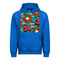 Cobalt baseball helmet and glove with serape seamless pattern Urban Hoodie - BundleAndBundleShop