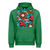 Emerald baseball helmet and glove with serape seamless pattern Urban Hoodie - BundleAndBundleShop