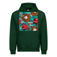 Forest Green baseball helmet and glove with serape seamless pattern Urban Hoodie - BundleAndBundleShop