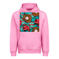 Fuchsia Pink baseball helmet and glove with serape seamless pattern Urban Hoodie - BundleAndBundleShop