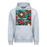 Heather Grey baseball helmet and glove with serape seamless pattern Urban Hoodie - BundleAndBundleShop