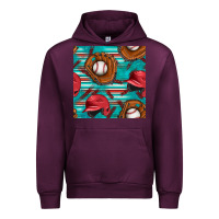 Mauve Wine baseball helmet and glove with serape seamless pattern Urban Hoodie - BundleAndBundleShop