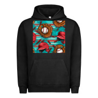 Pigment Black baseball helmet and glove with serape seamless pattern Urban Hoodie - BundleAndBundleShop