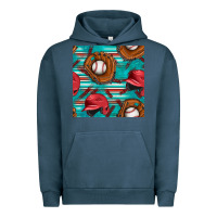 Pigment Midnight Navy baseball helmet and glove with serape seamless pattern Urban Hoodie - BundleAndBundleShop