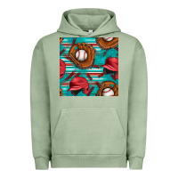 Pigment Oil Green baseball helmet and glove with serape seamless pattern Urban Hoodie - BundleAndBundleShop