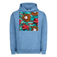 Pigment Pebble Blue baseball helmet and glove with serape seamless pattern Urban Hoodie - BundleAndBundleShop