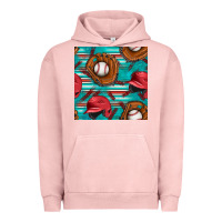 Pigment Salmon baseball helmet and glove with serape seamless pattern Urban Hoodie - BundleAndBundleShop
