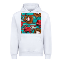 White baseball helmet and glove with serape seamless pattern Urban Hoodie - BundleAndBundleShop