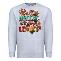 Heather Grey fall breeze and autumn leaves Premium Sweatshirt - CowGirlArtShop