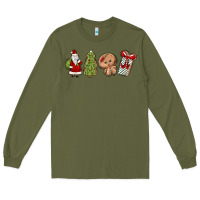 Army Green christmas milk and cookies Long Sleeve Tee - MaliasSmallBusiness