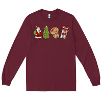Burgundy christmas milk and cookies Long Sleeve Tee - MaliasSmallBusiness