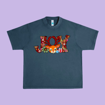 Joy Reindeer Urban Heavy Tee Designed By Adodesignshop