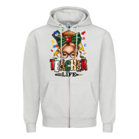 Dove Grey teacher life blonde caucassian messy bun Zipper Hoodie - texasbilliewilder