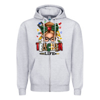 Heather Grey teacher life blonde caucassian messy bun Zipper Hoodie - texasbilliewilder