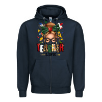 Navy teacher life blonde caucassian messy bun Zipper Hoodie - texasbilliewilder