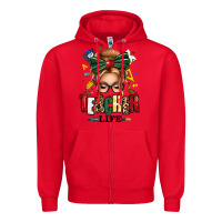 Red teacher life blonde caucassian messy bun Zipper Hoodie - texasbilliewilder