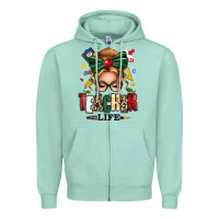 Teacher Life Blonde Caucassian Messy Bun Zipper Hoodie | Teevron