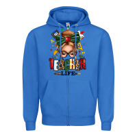 True Royal teacher life blonde caucassian messy bun Zipper Hoodie - texasbilliewilder