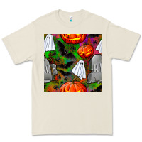 Bone halloween ghost and headstone seamless pattern Premium Tee - BundleAndBundleShop