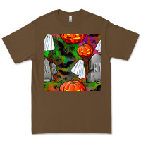 Cacao halloween ghost and headstone seamless pattern Premium Tee - BundleAndBundleShop