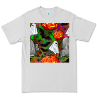 Dove Grey halloween ghost and headstone seamless pattern Premium Tee - BundleAndBundleShop