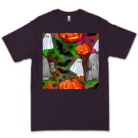 Plum halloween ghost and headstone seamless pattern Premium Tee - BundleAndBundleShop