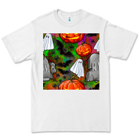 White halloween ghost and headstone seamless pattern Premium Tee - BundleAndBundleShop