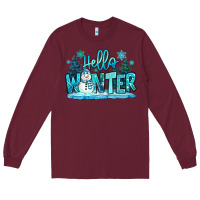 Burgundy hello winter snowman Long Sleeve Tee - MaliasSmallBusiness