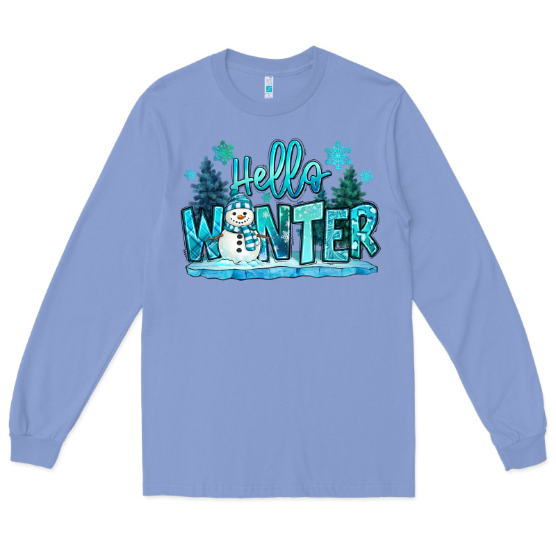 Hello Winter Snowman Long Sleeve Tee by MaliasSmallBusiness | Teevron