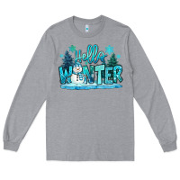 Heather Grey hello winter snowman Long Sleeve Tee - MaliasSmallBusiness