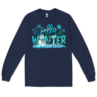 Navy hello winter snowman Long Sleeve Tee - MaliasSmallBusiness