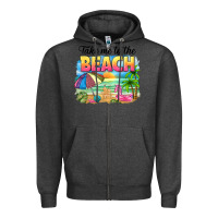 Charcoal Heather take me to the beach Zipper Hoodie - NancyCooperArtShop