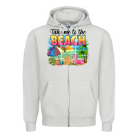 Dove Grey take me to the beach Zipper Hoodie - NancyCooperArtShop