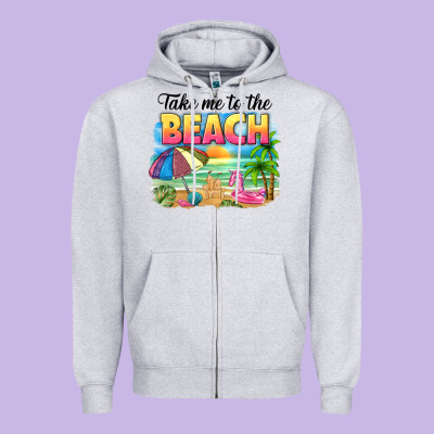 Take Me To The Beach Zipper Hoodie Designed By Nancycooperartshop
